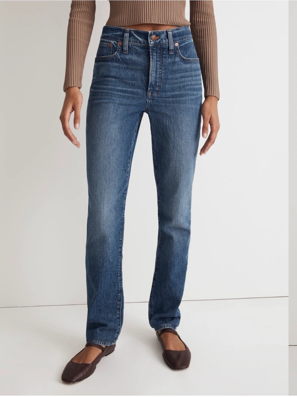 Madewell Mid-Rise Straight Leg Jeans in Medium Blue Wash | Size 27